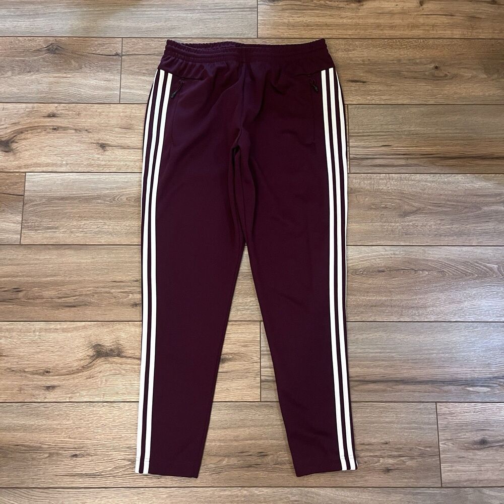 Adidas Soccer Training Track Pants Tapered Fit Maroon Burgundy Men's L (32x31)